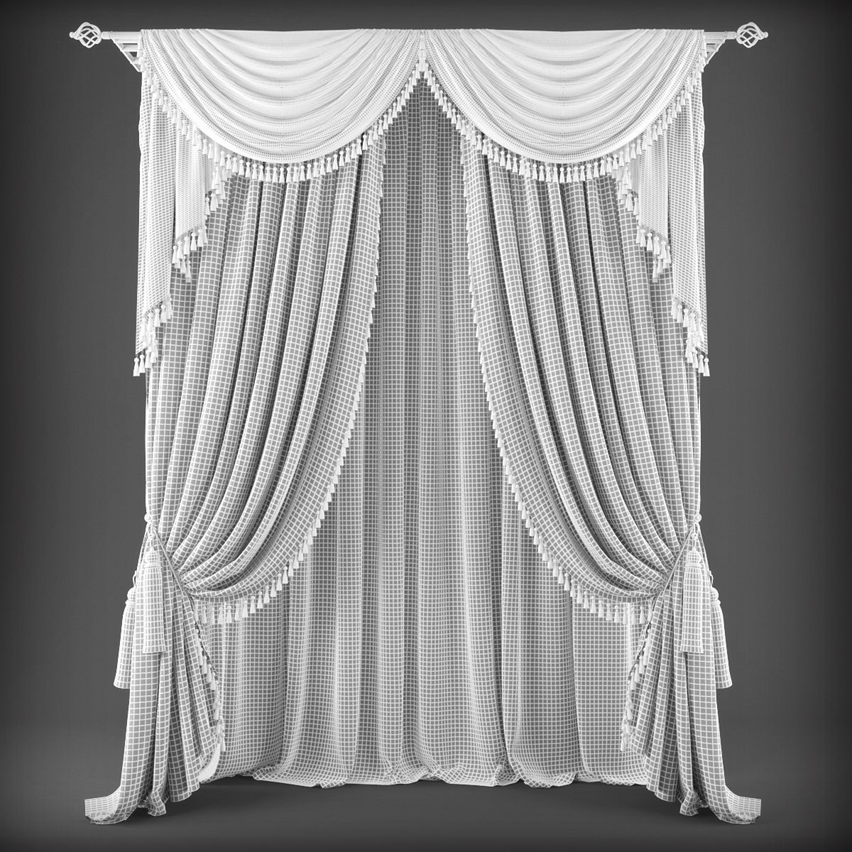 Curtain golden Low-poly 3D model_1