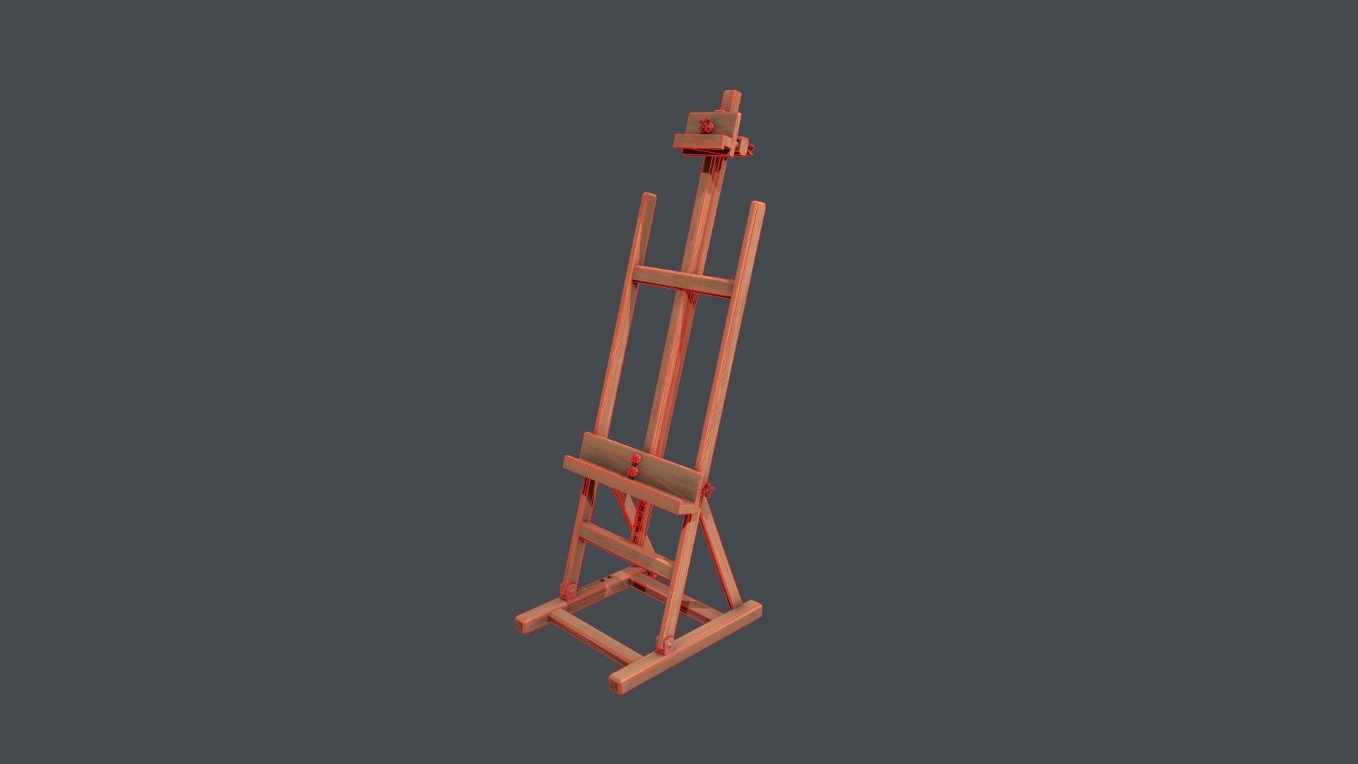 Wooden Artists Easel Low-poly 3D model_10