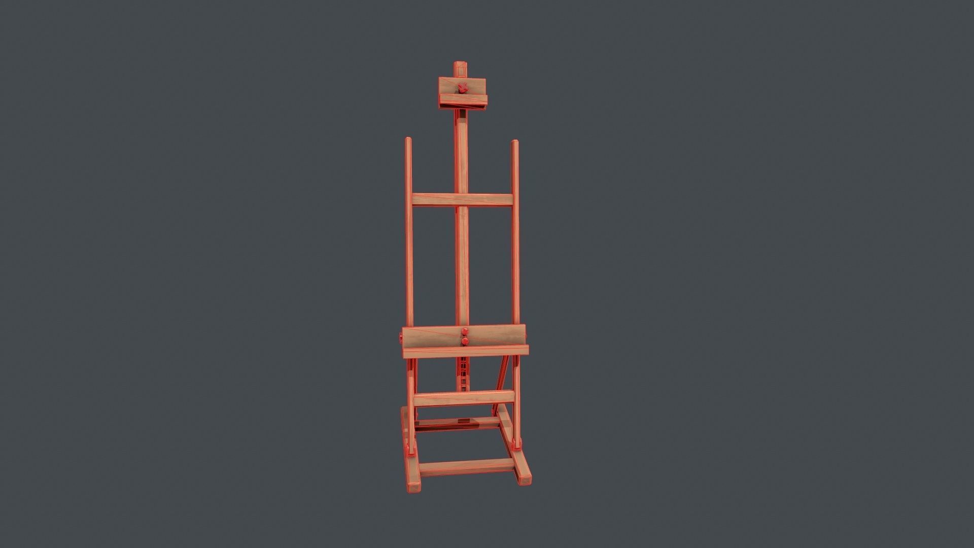 Wooden Artists Easel Low-poly 3D model_17