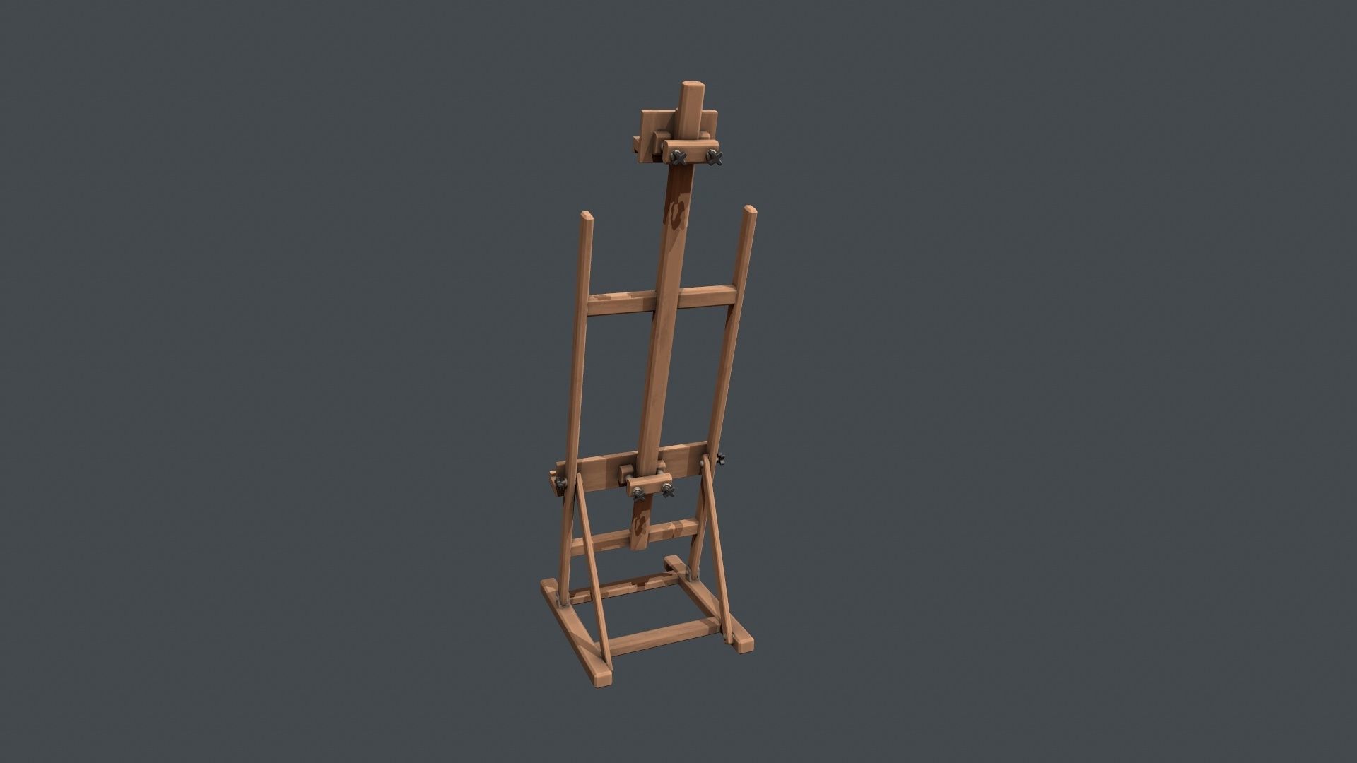 Wooden Artists Easel Low-poly 3D model_4