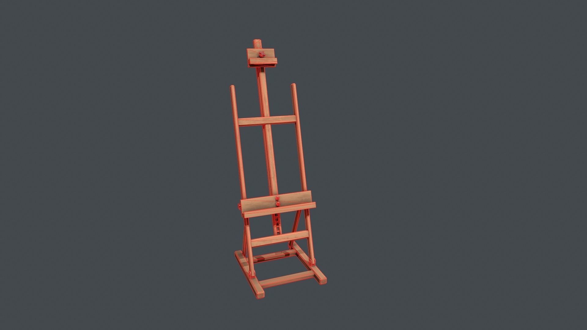 Wooden Artists Easel Low-poly 3D model_8
