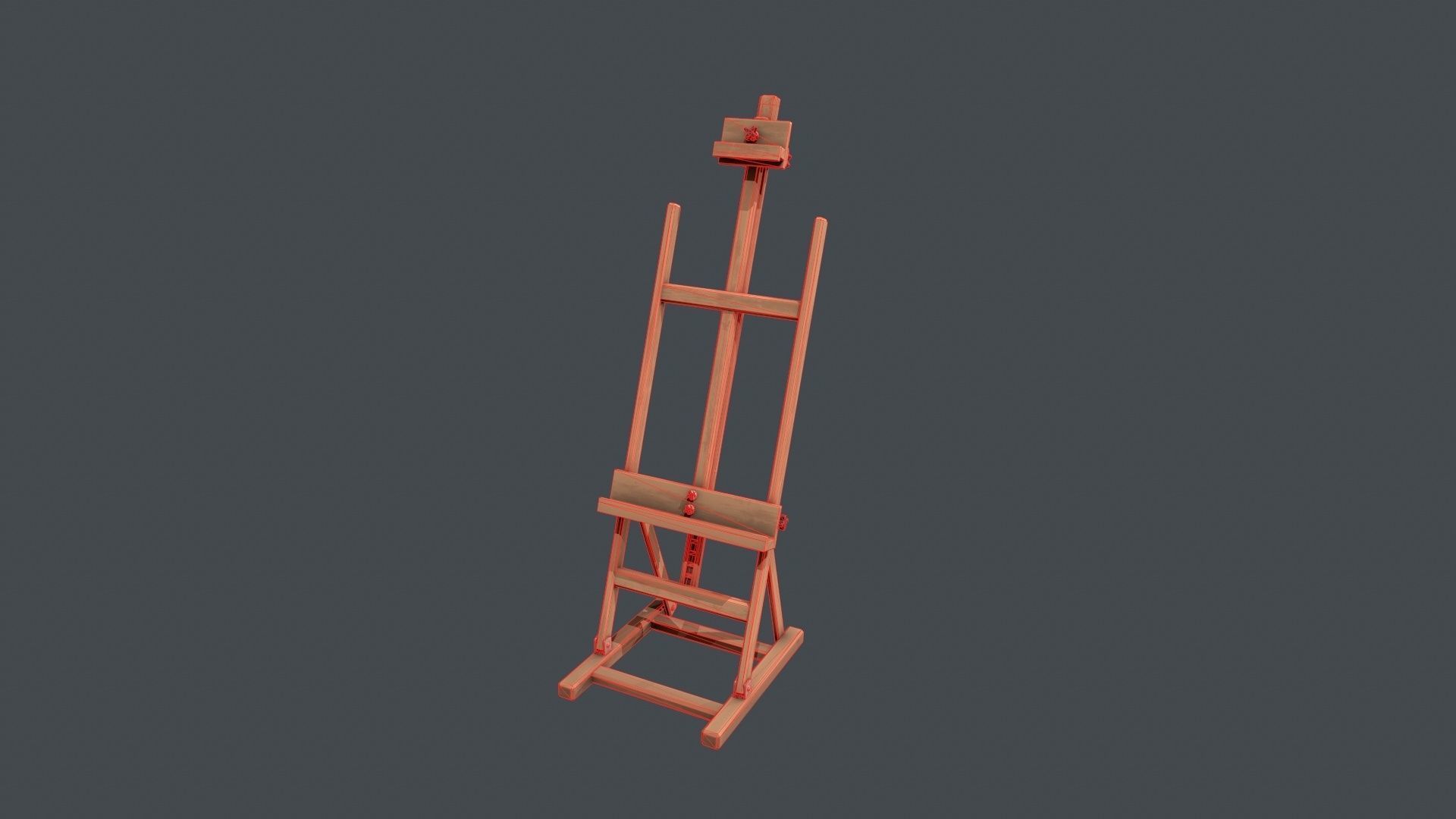 Wooden Artists Easel Low-poly 3D model_18