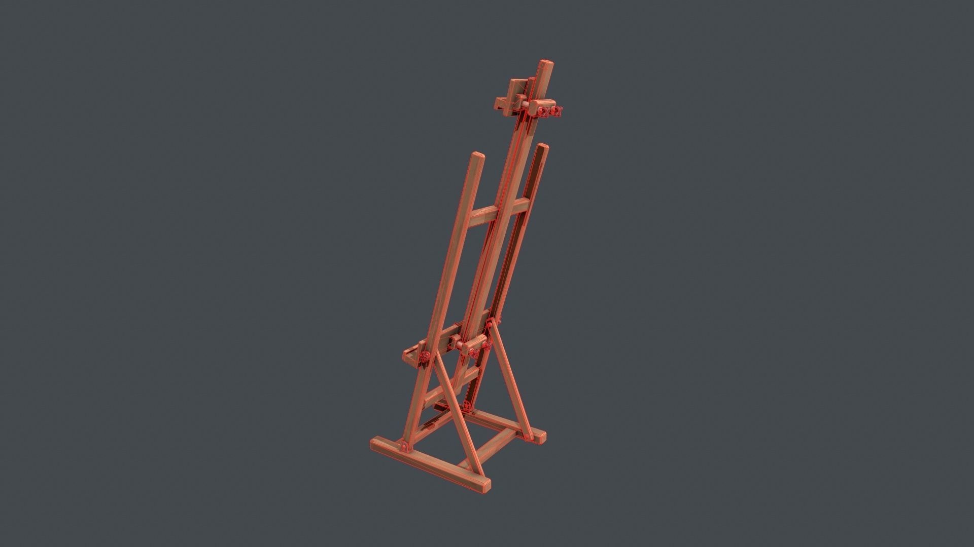 Wooden Artists Easel Low-poly 3D model_12