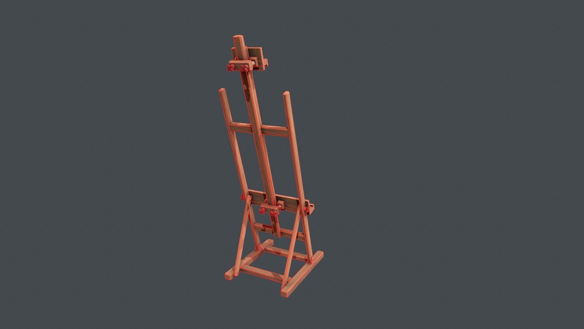 Wooden Artists Easel Low-poly 3D model_14
