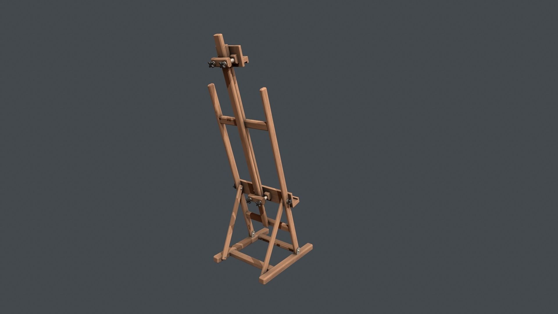 Wooden Artists Easel Low-poly 3D model_5