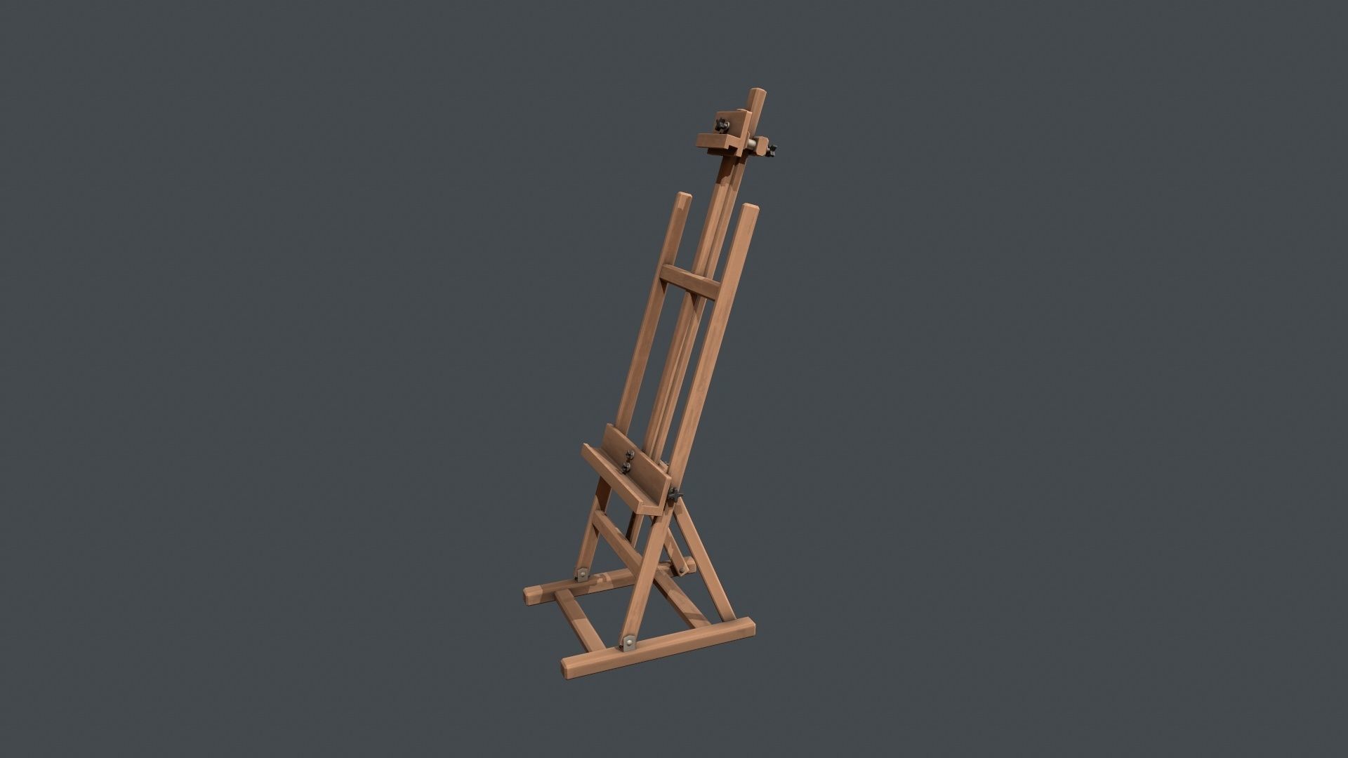 Wooden Artists Easel Low-poly 3D model_2