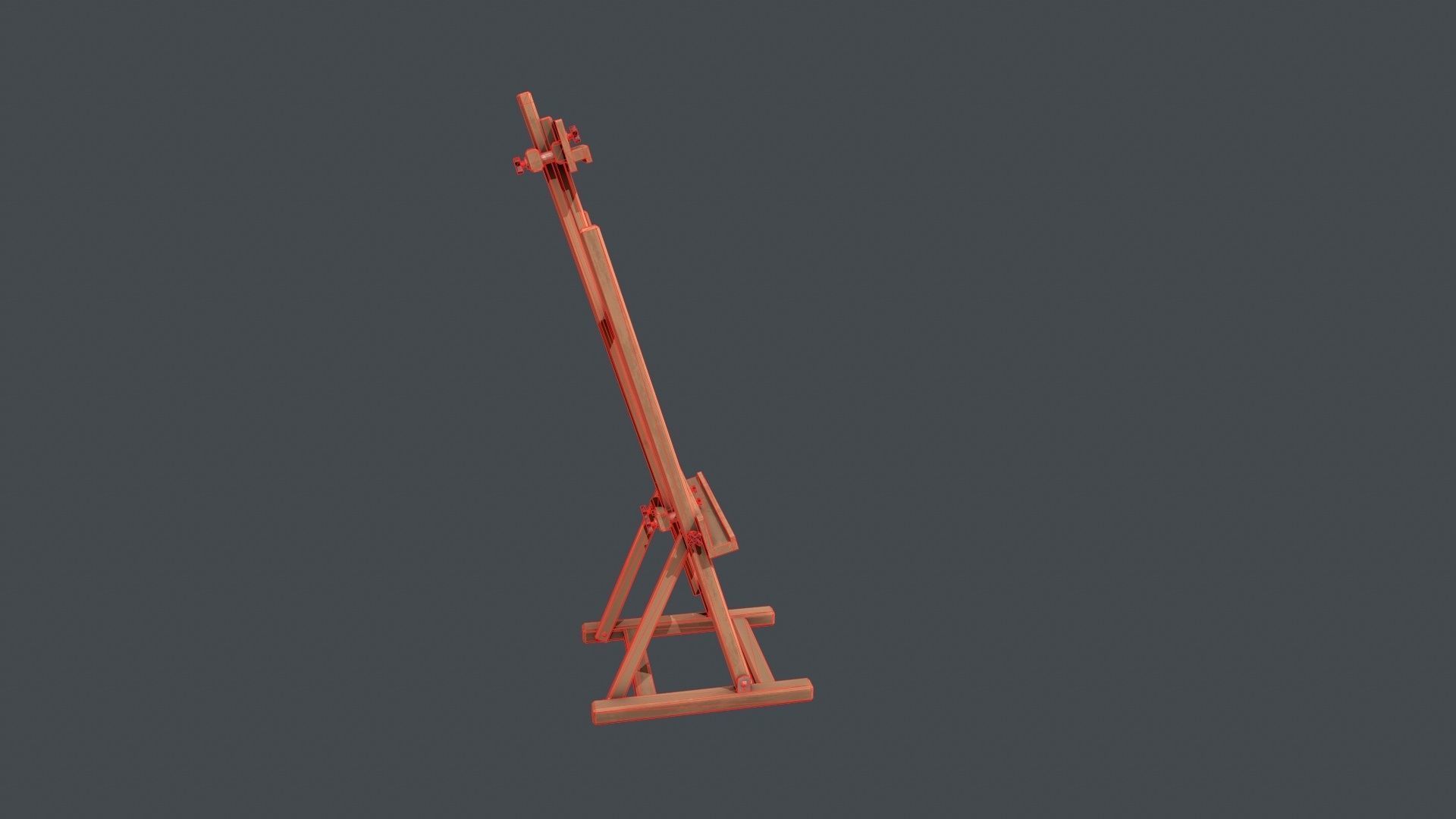 Wooden Artists Easel Low-poly 3D model_15