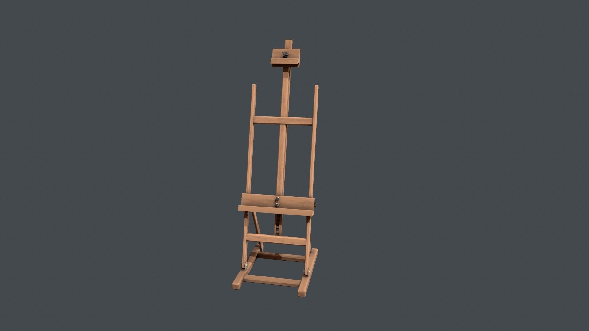 Wooden Artists Easel Low-poly 3D model_1