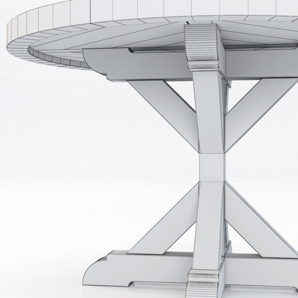 Restoration Hardware Salvaged Wood X Base Dining Table 3D model_5