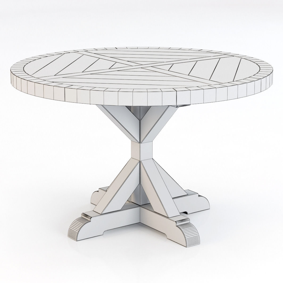 Restoration Hardware Salvaged Wood X Base Dining Table 3D model_4