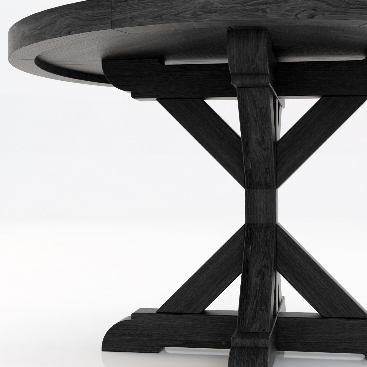 Restoration Hardware Salvaged Wood X Base Dining Table 3D model_3