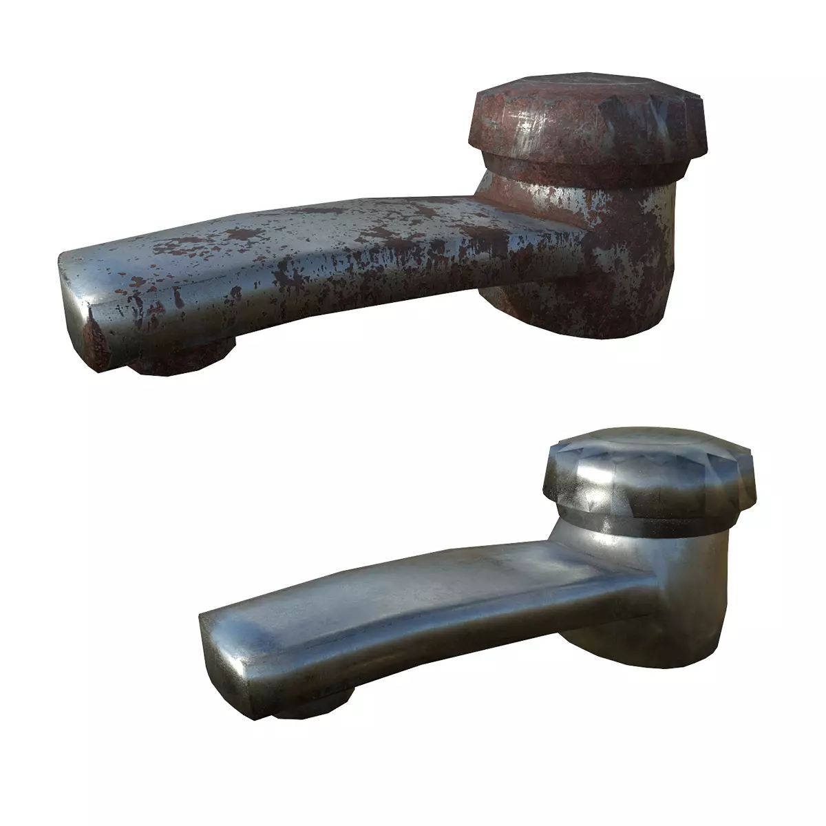Tap Water PBR Rusty and SteelScrath Subd Ready and Low Poly Low-poly 3D model_0