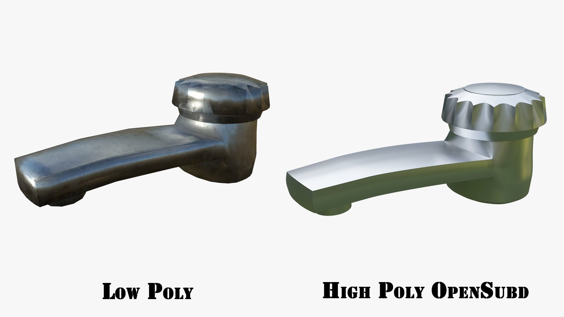 Tap Water PBR Rusty and SteelScrath Subd Ready and Low Poly Low-poly 3D model_3