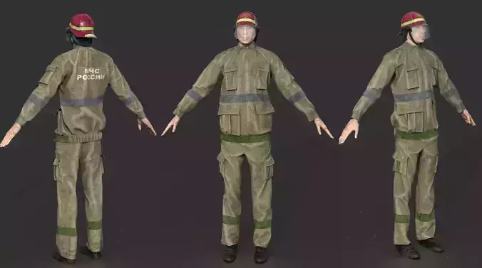FIREFIGHTER man in uniform 3D model
