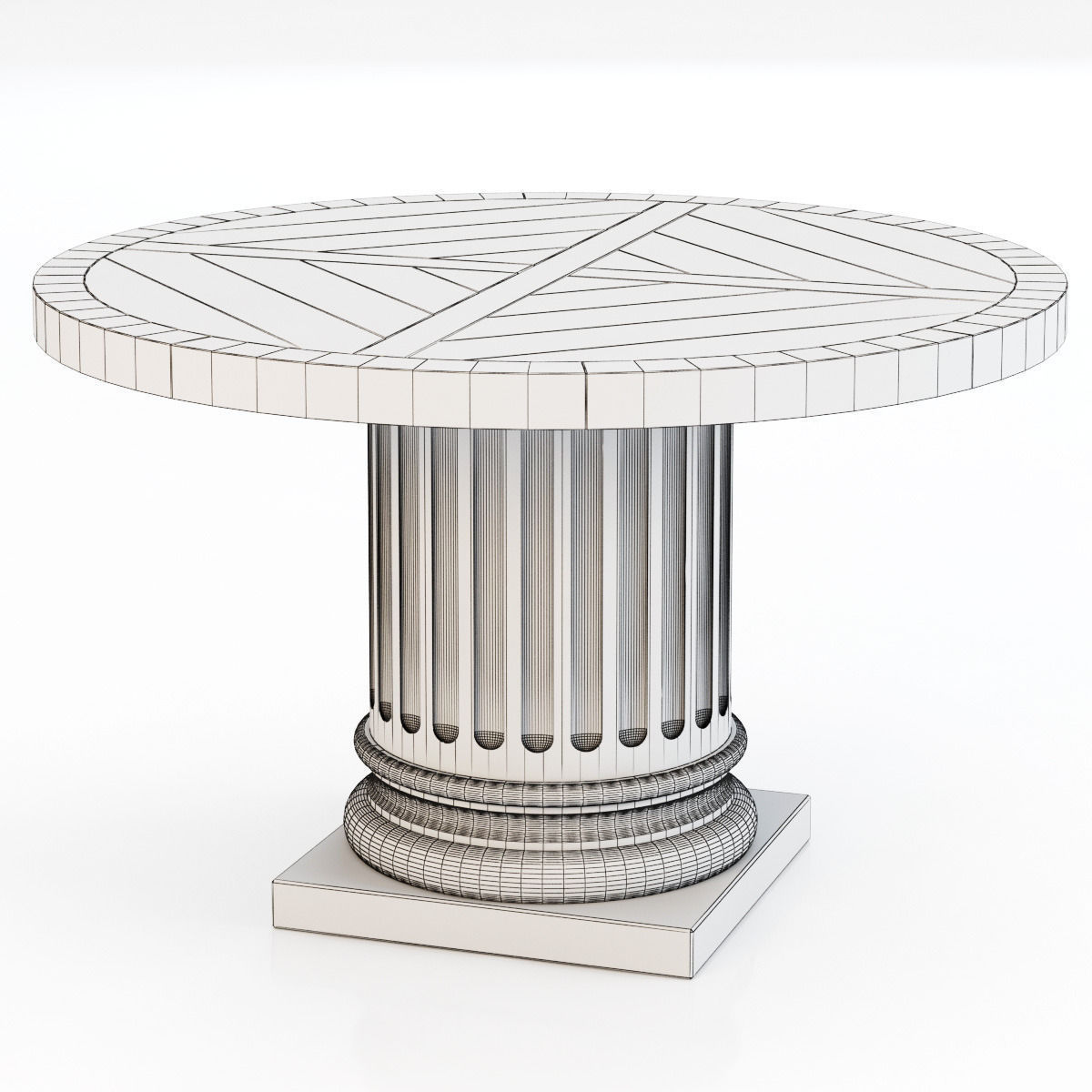 Restoration Hardware Architectural Column Salvaged Wood Table 3D model_6