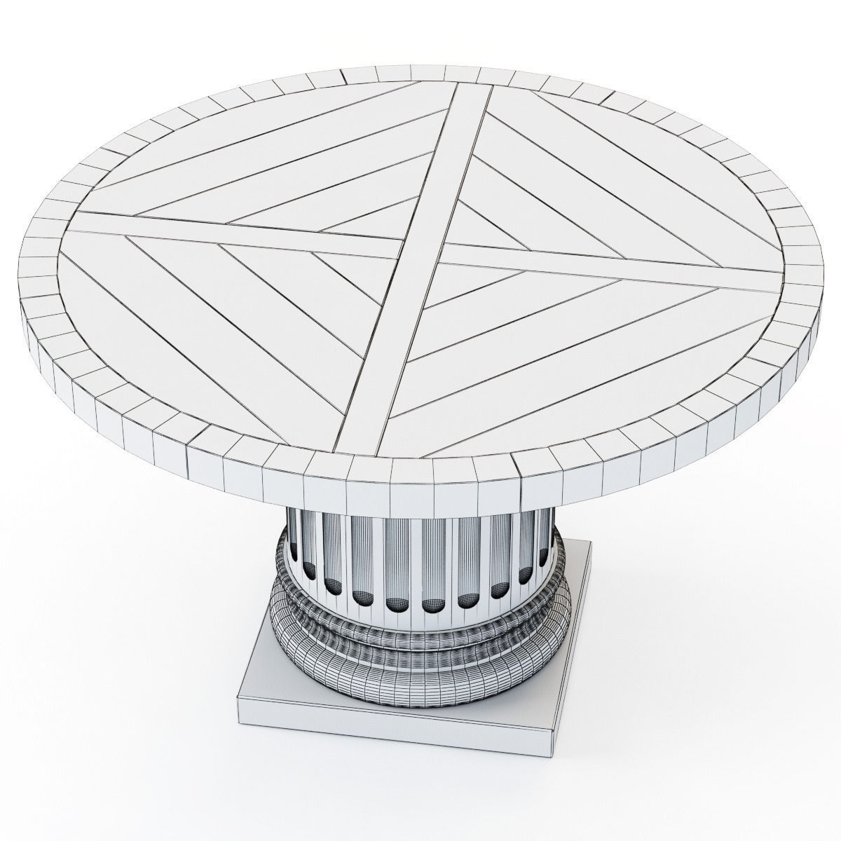 Restoration Hardware Architectural Column Salvaged Wood Table 3D model_7