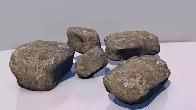 Realistic Low Poly 3D PBR Rocks three