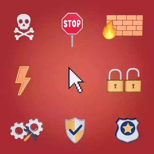 Internet Security Icons Pack Low-poly 3D model