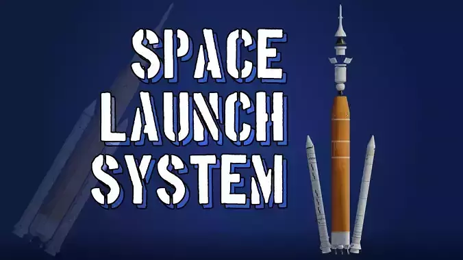 NASA Space Launch System SLS Artemis Rocket Low-poly 3D model