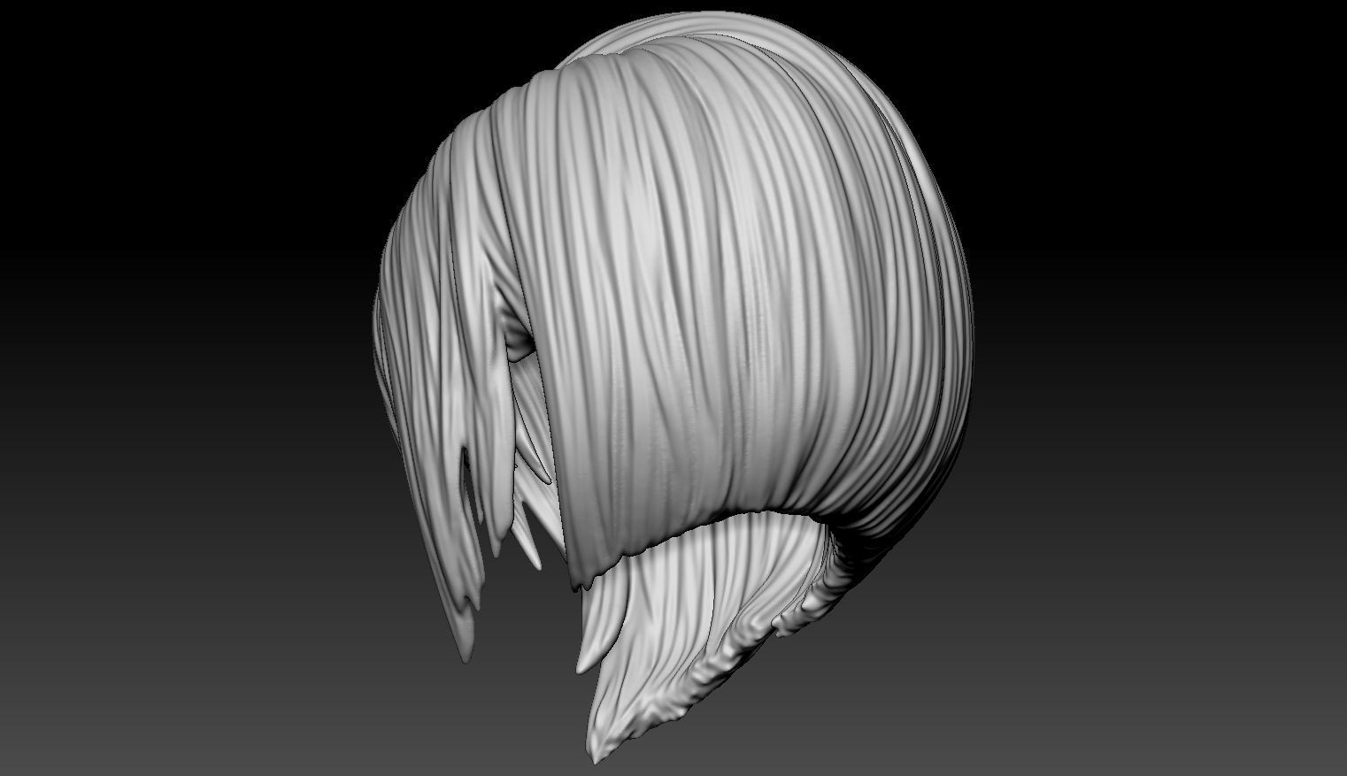 Female Hair Model A01 3D model_5