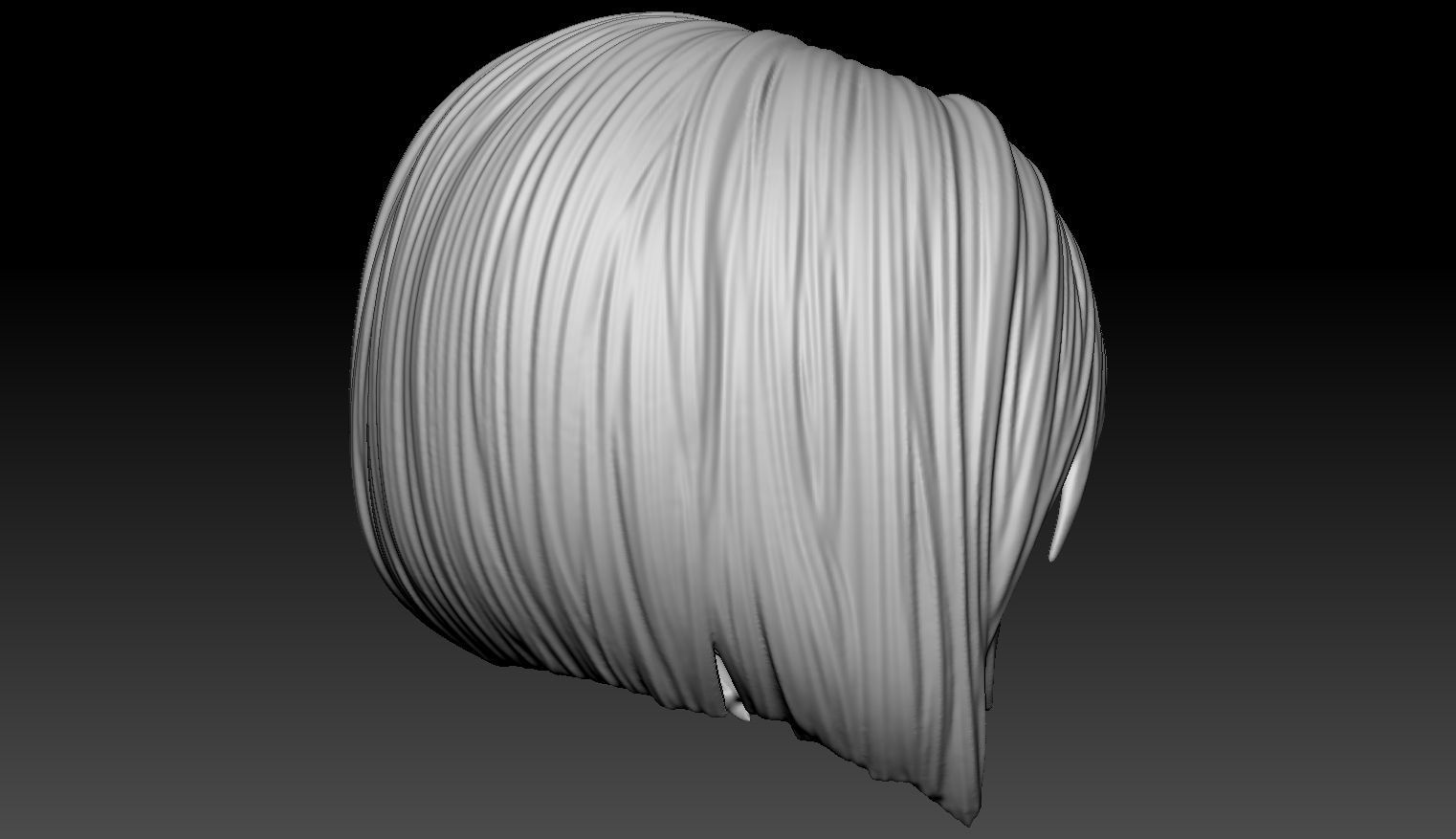 Female Hair Model A01 3D model_9