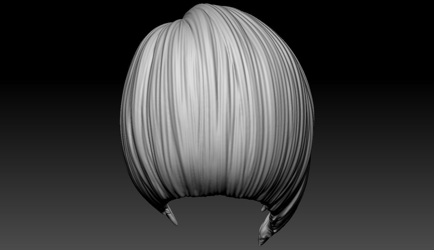 Female Hair Model A01 3D model_11