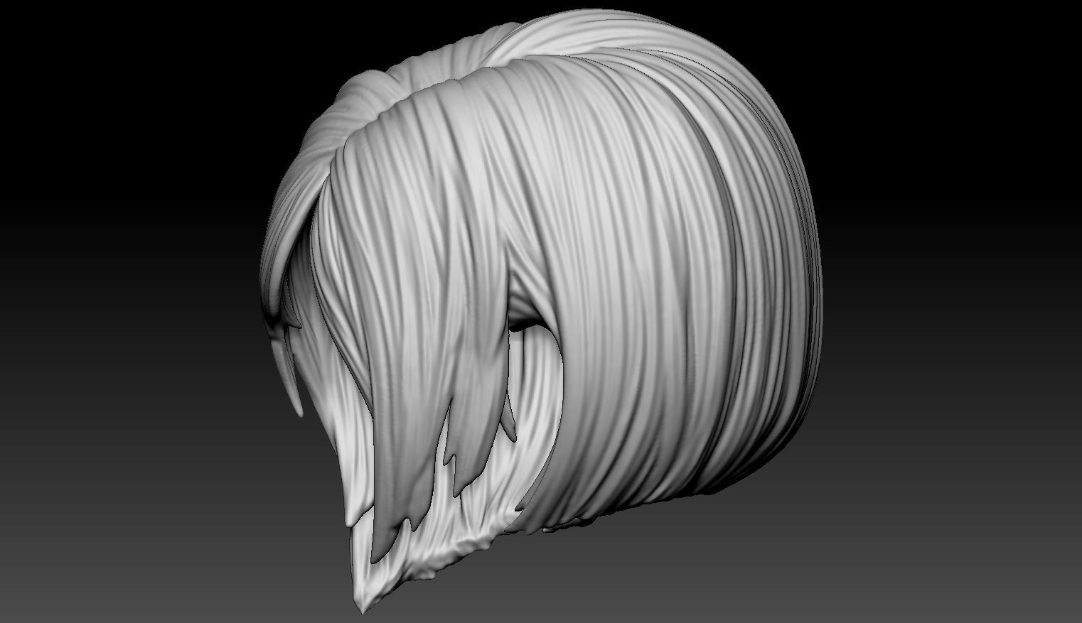 Female Hair Model A01 3D model_8