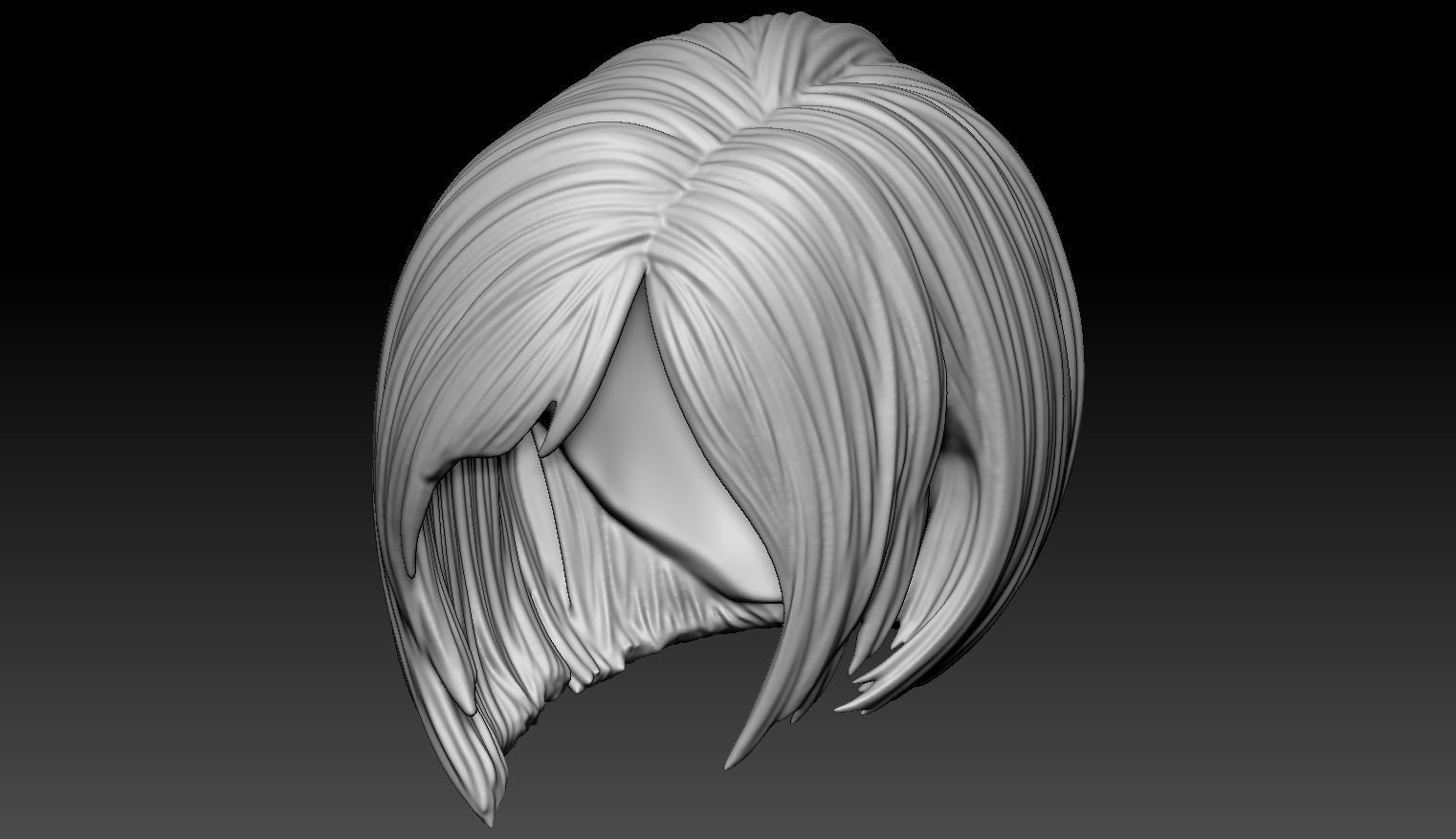 Female Hair Model A01 3D model_2