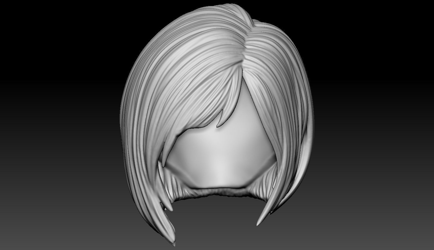 Female Hair Model A01 3D model_1