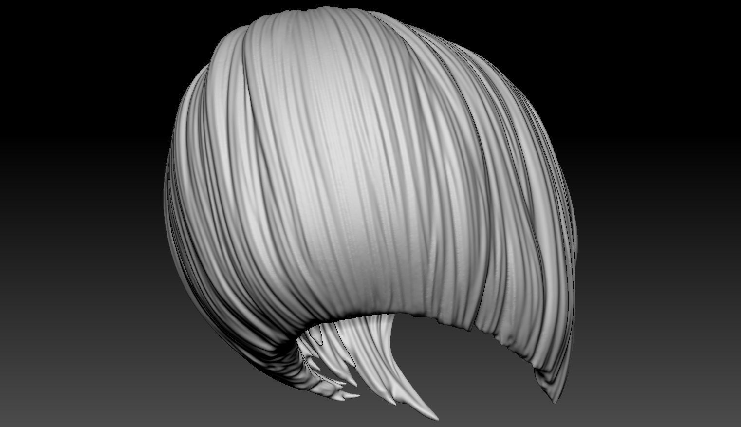 Female Hair Model A01 3D model_4