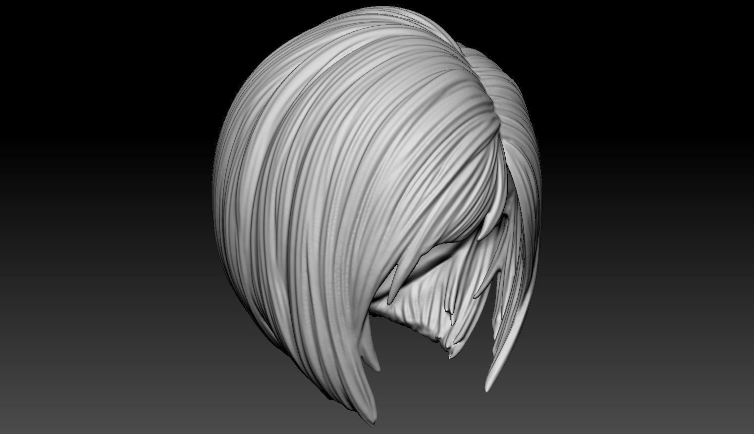 Female Hair Model A01 3D model_3