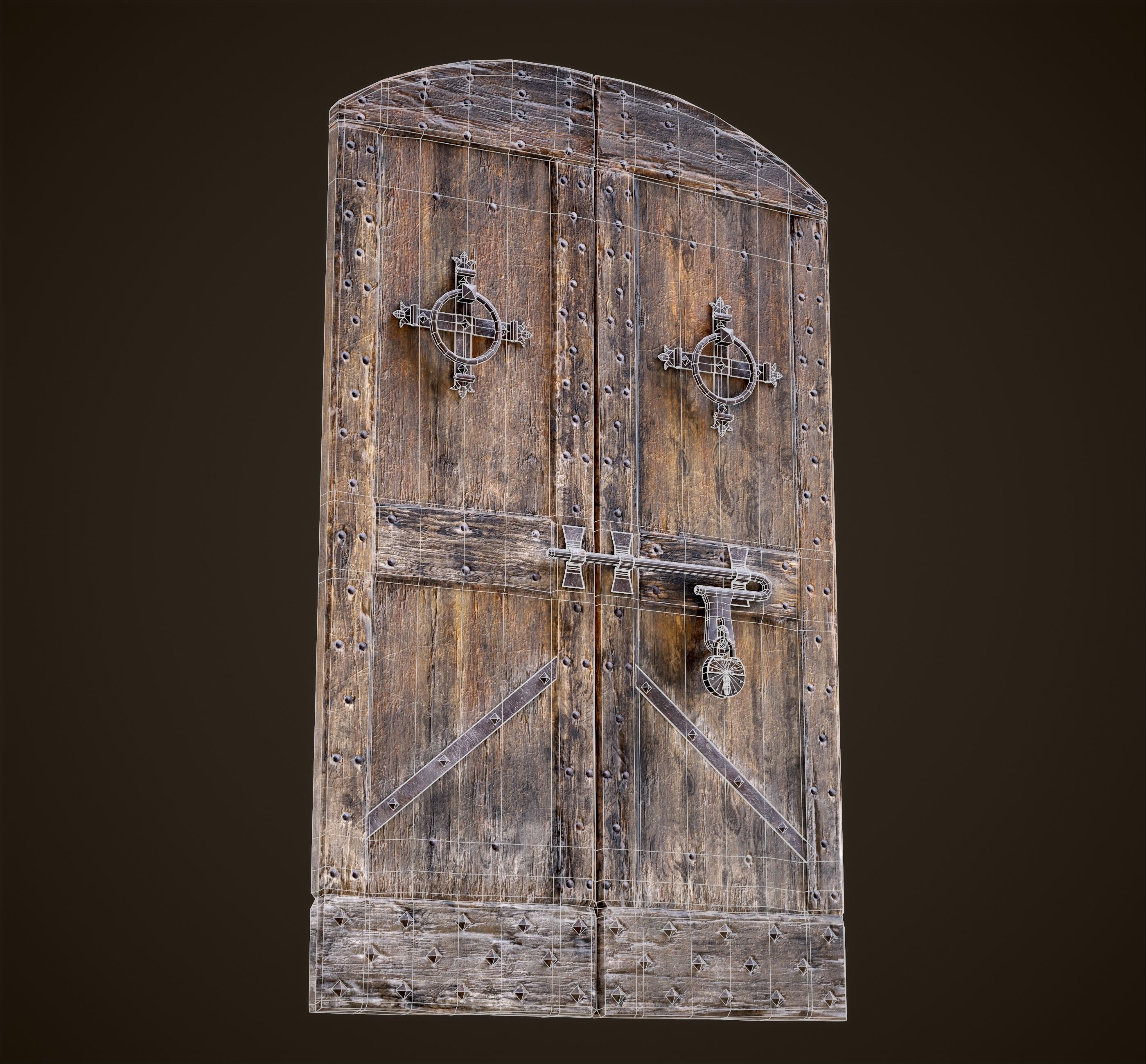 Old Medieval Door Low-poly 3D model_13