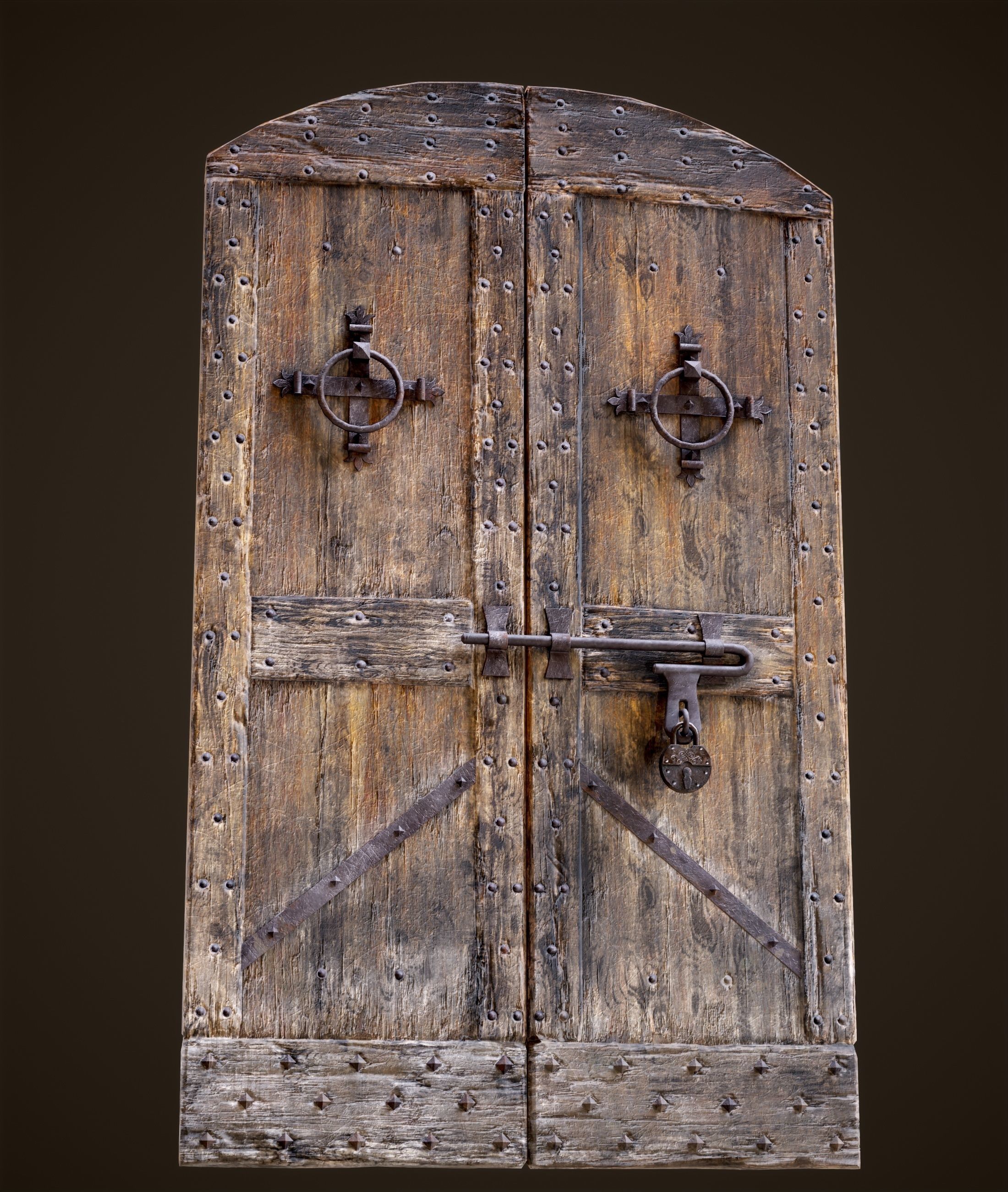 Old Medieval Door Low-poly 3D model_15