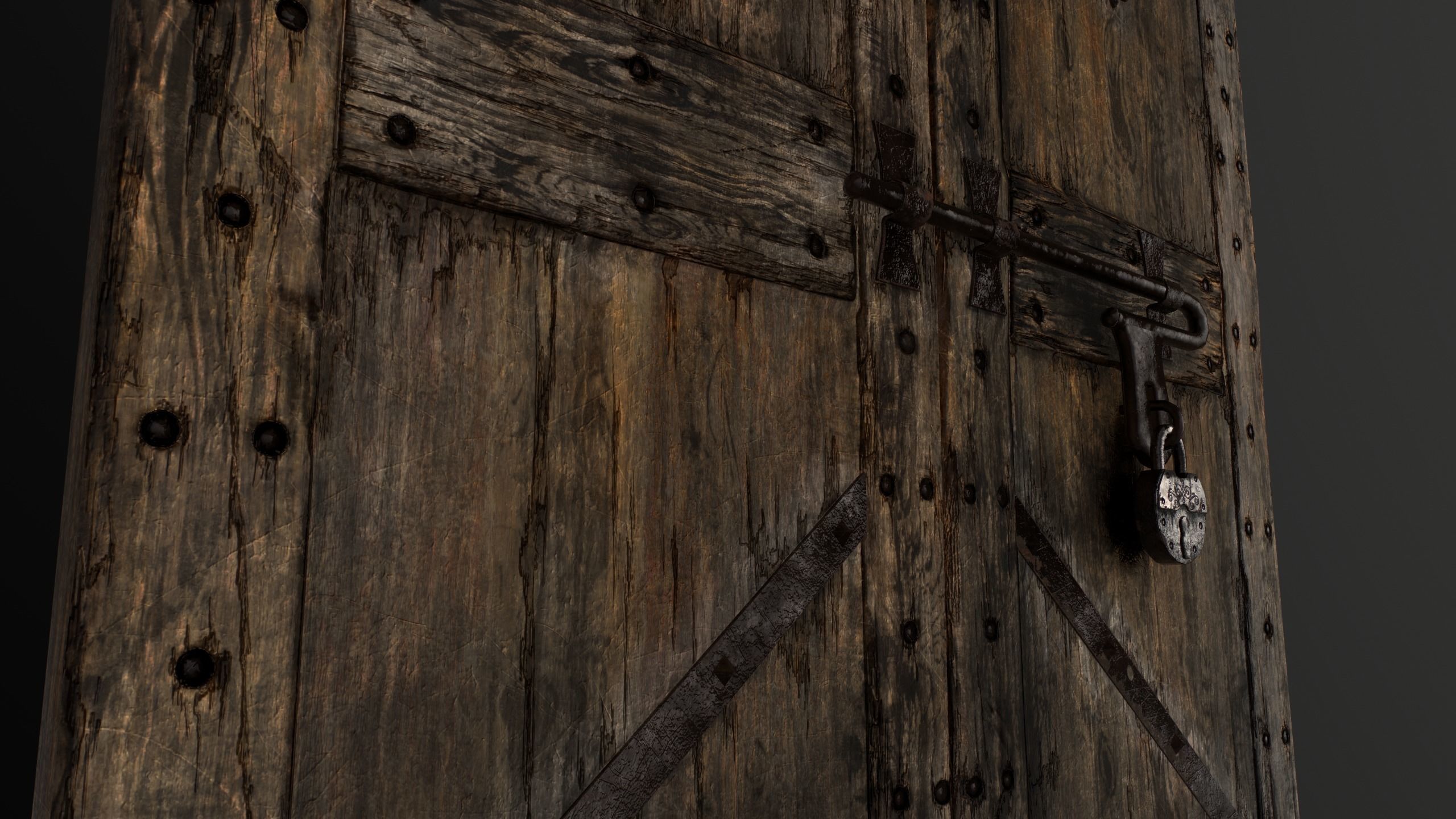Old Medieval Door Low-poly 3D model_21