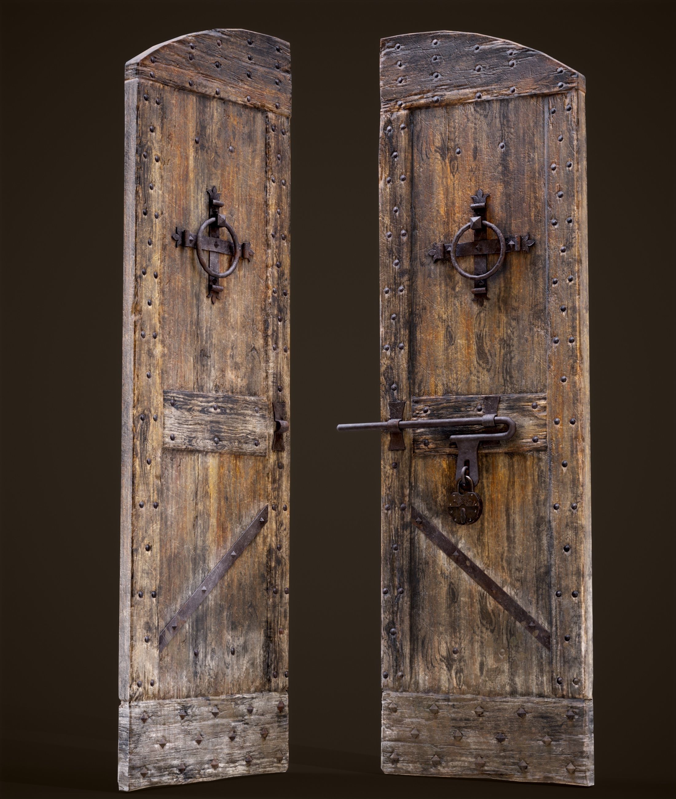 Old Medieval Door Low-poly 3D model_6