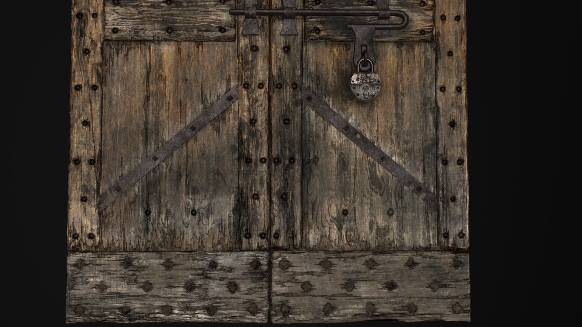 Old Medieval Door Low-poly 3D model_24