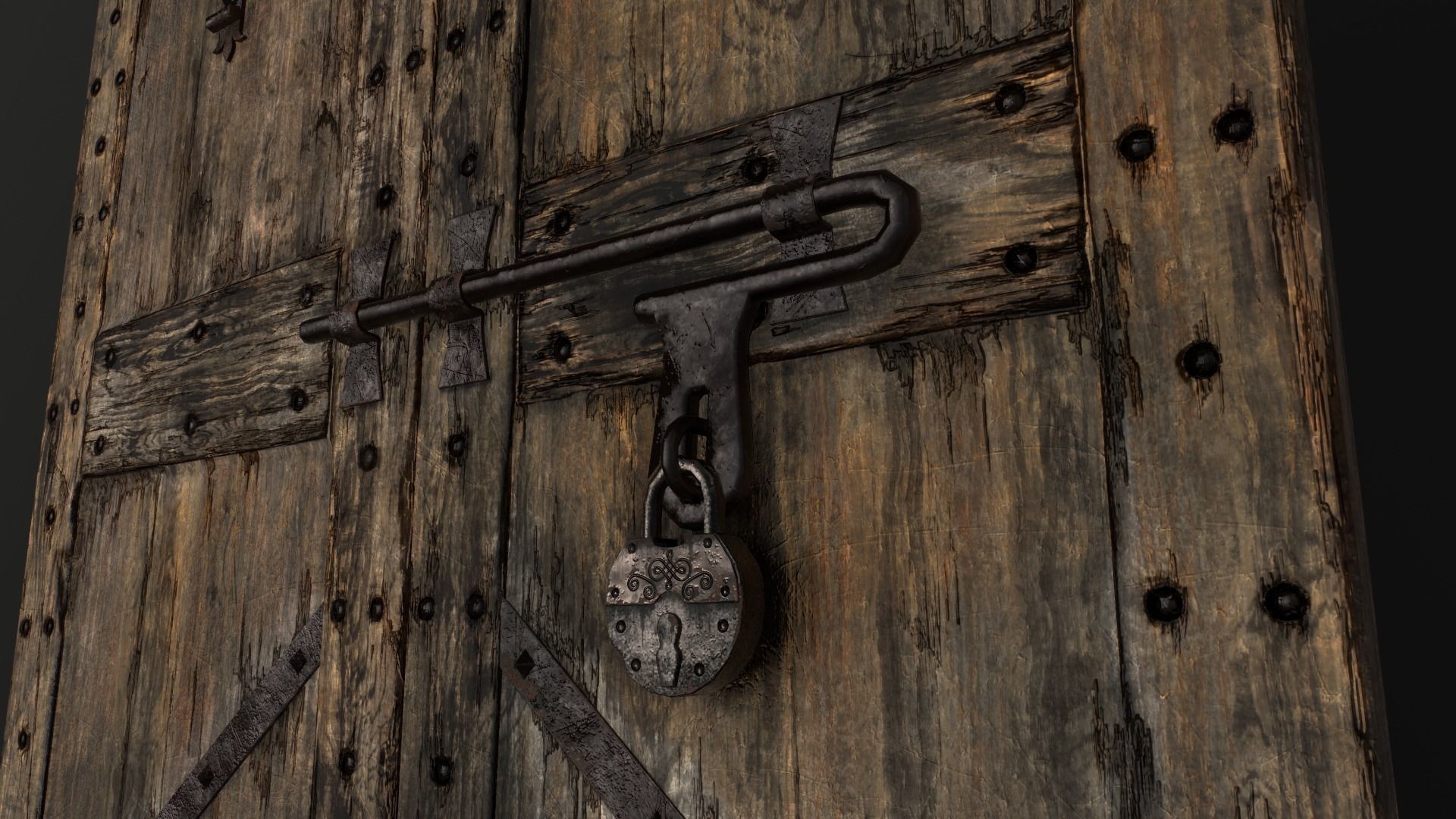 Old Medieval Door Low-poly 3D model_34