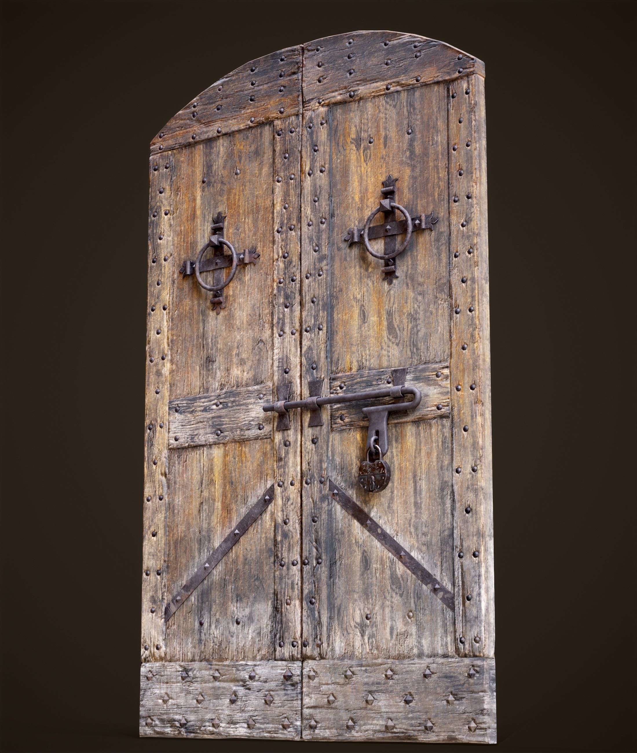 Old Medieval Door Low-poly 3D model_14