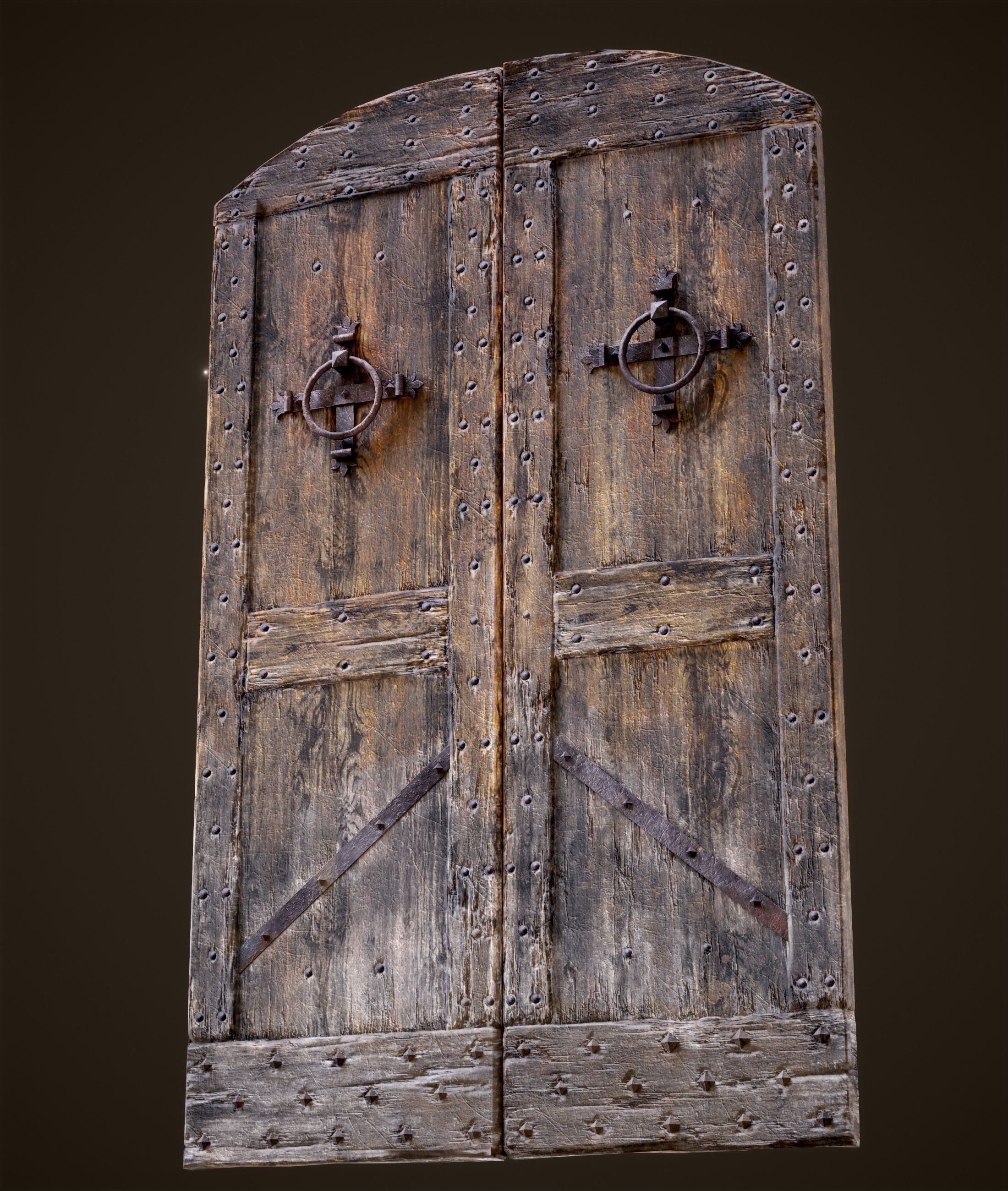 Old Medieval Door Low-poly 3D model_11