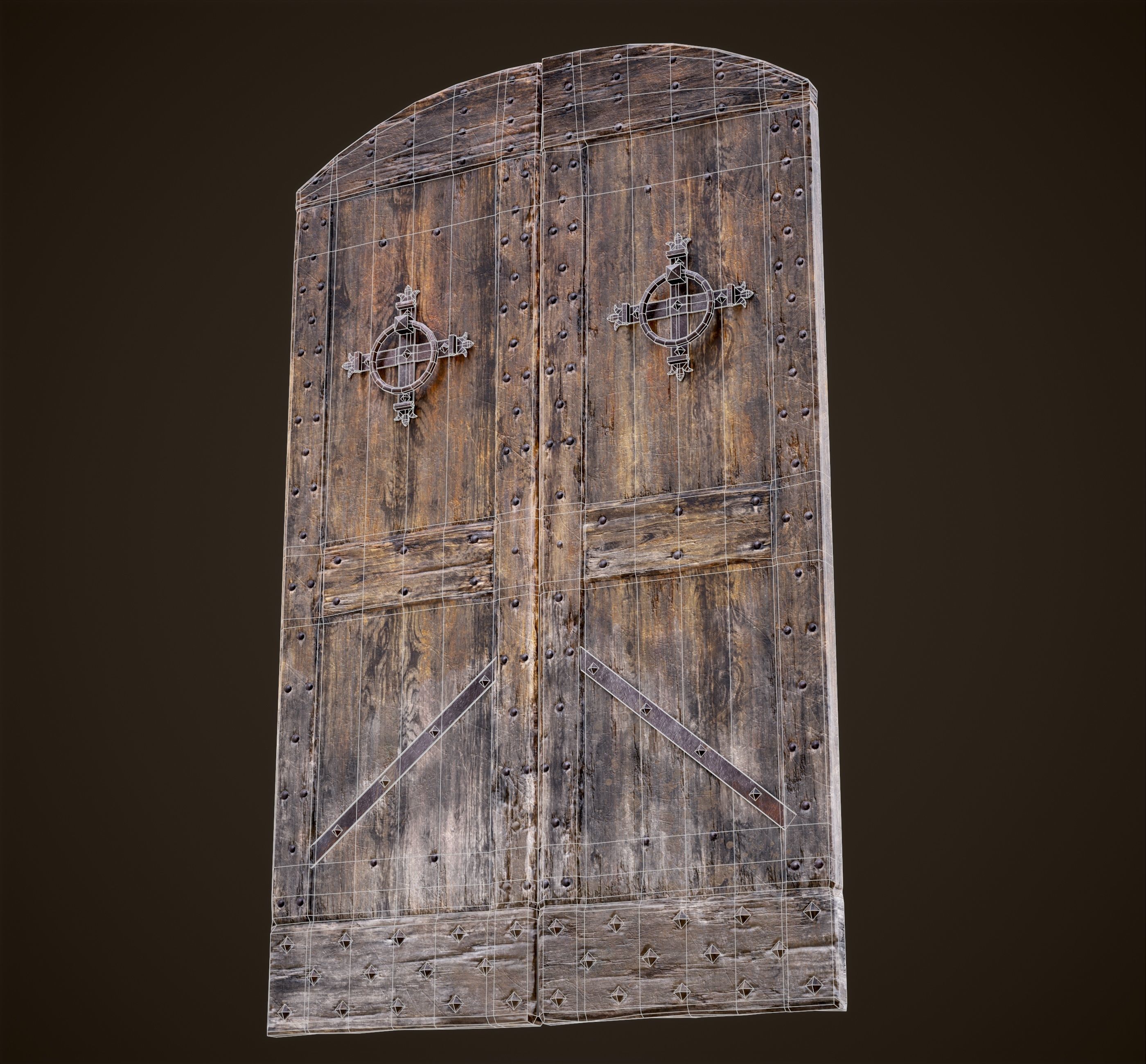 Old Medieval Door Low-poly 3D model_9