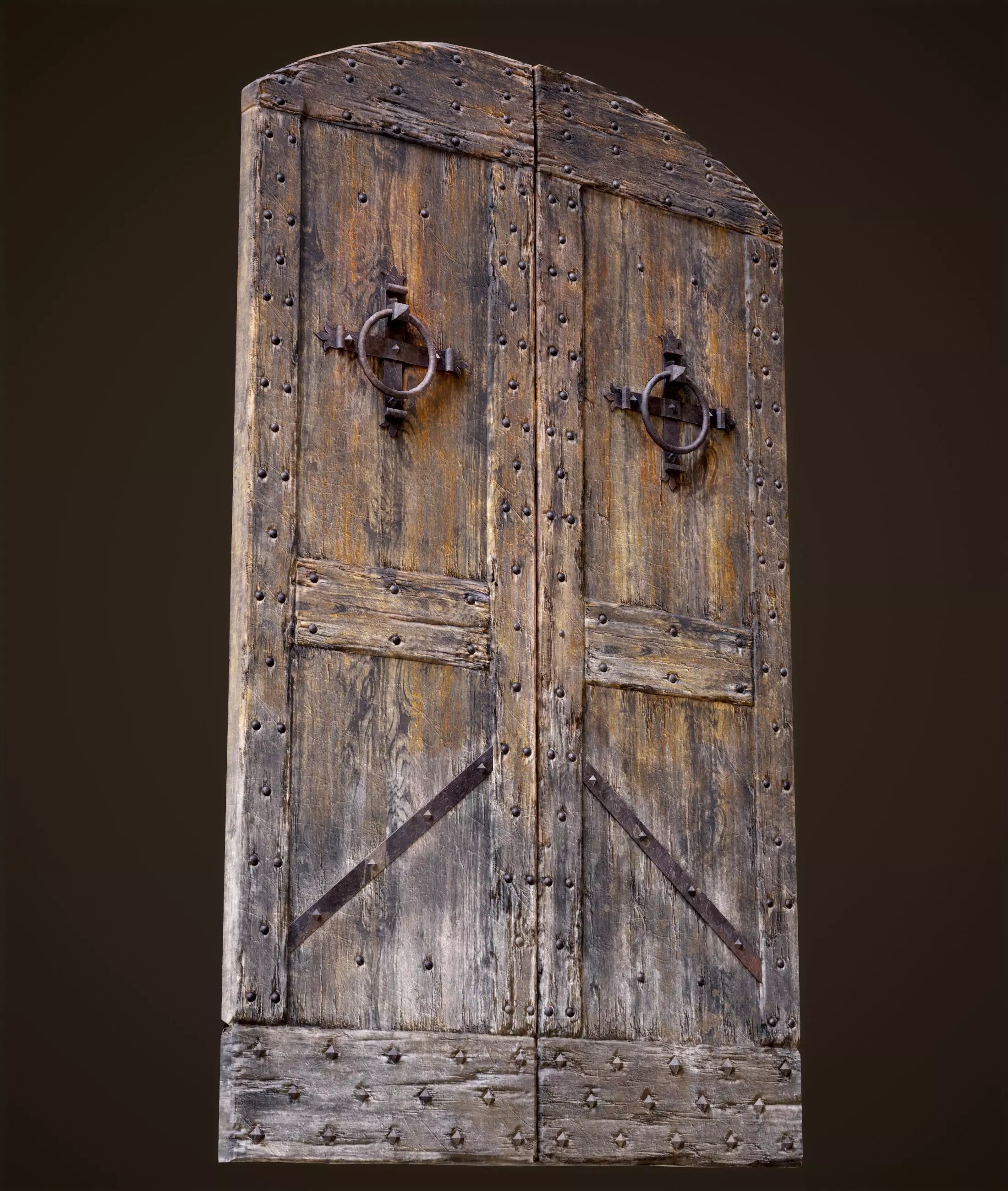 Old Medieval Door Low-poly 3D model_0