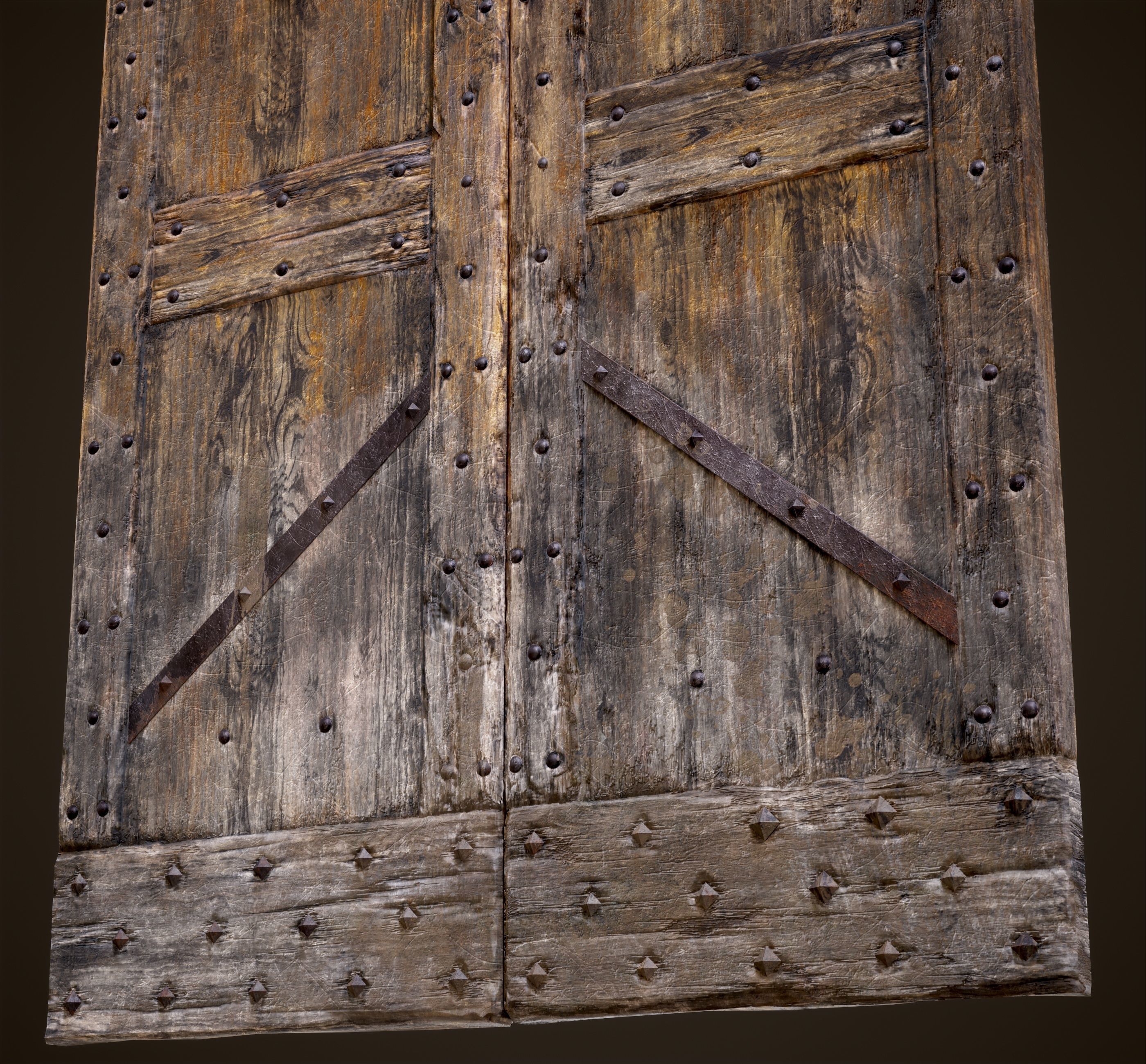 Old Medieval Door Low-poly 3D model_16