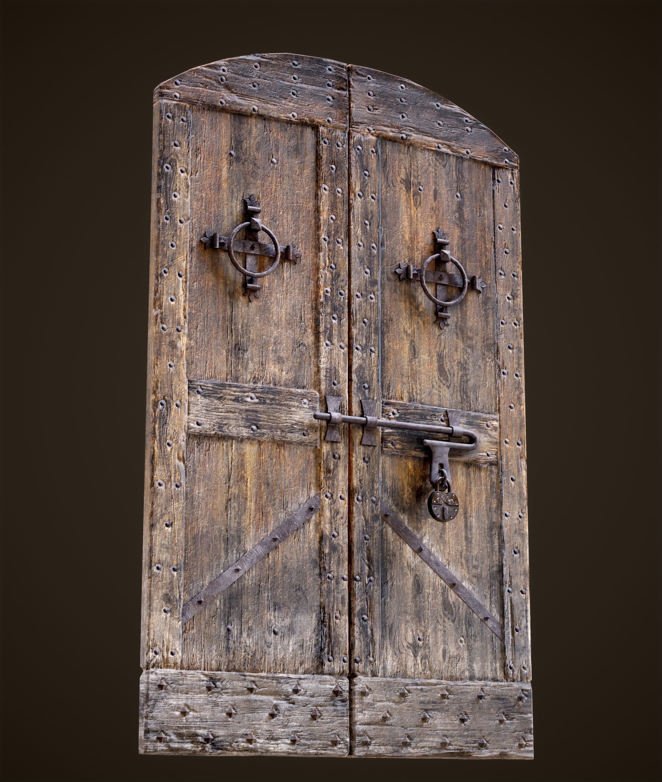 Old Medieval Door Low-poly 3D model_10