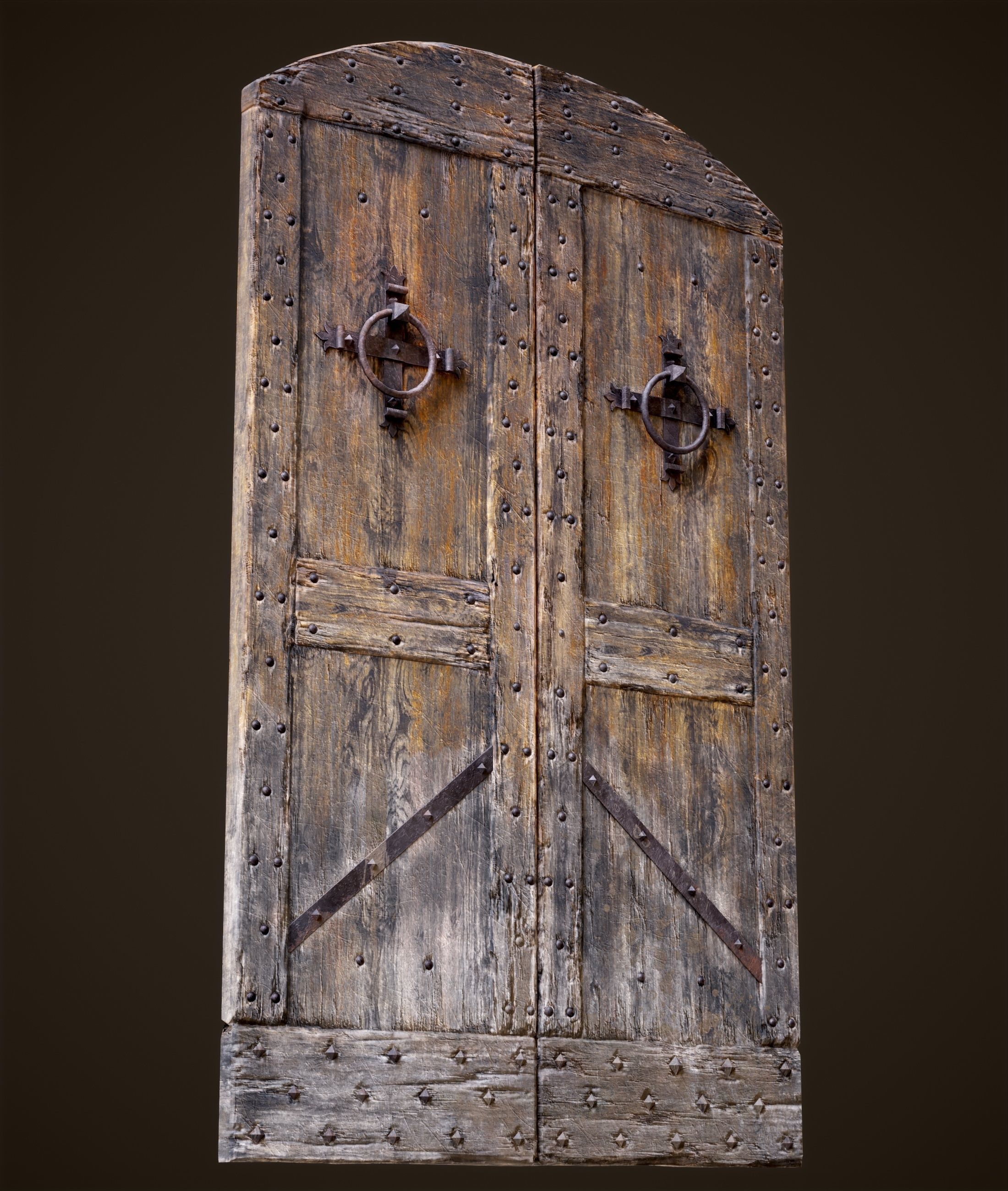 Old Medieval Door Low-poly 3D model_8