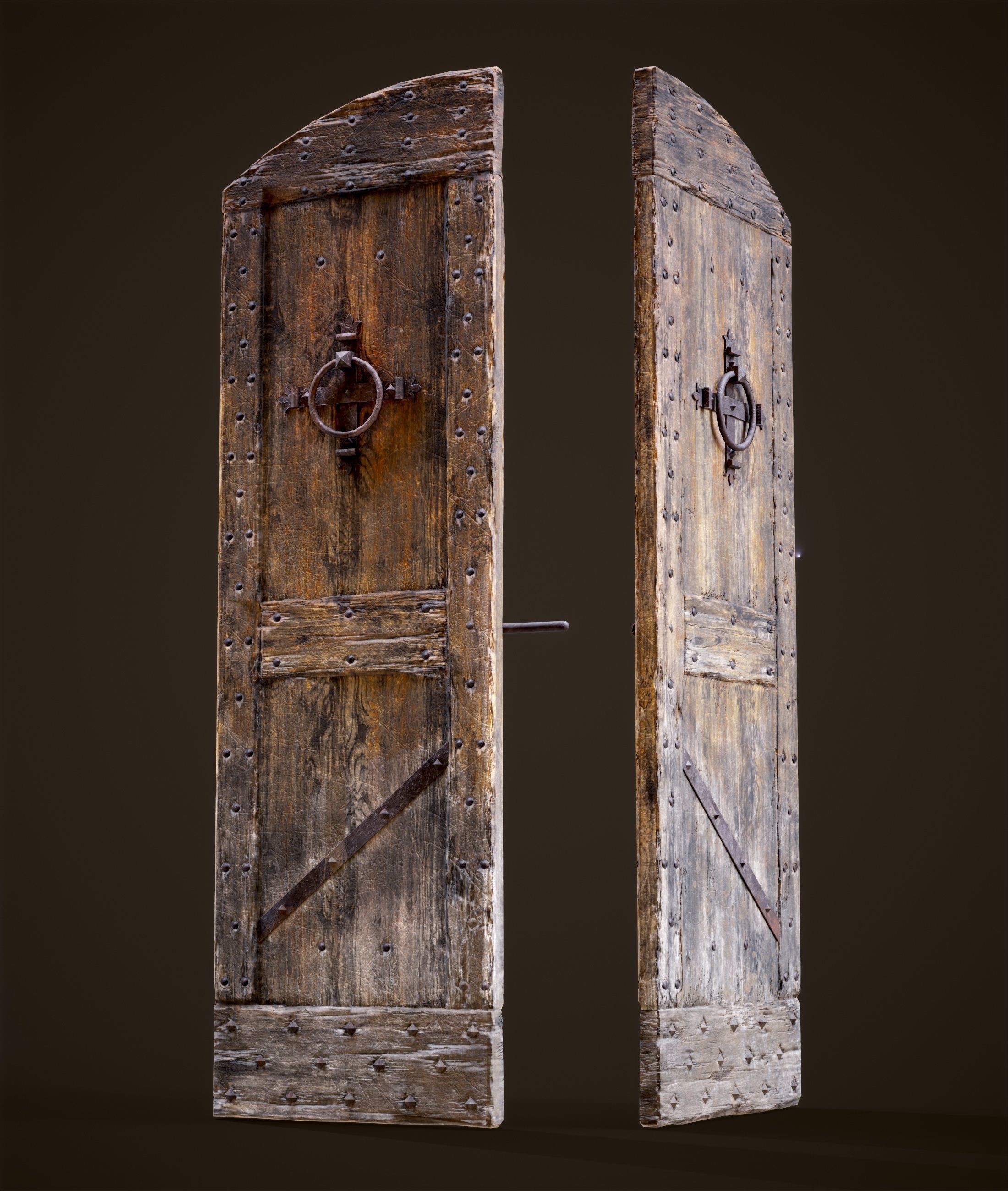 Old Medieval Door Low-poly 3D model_5