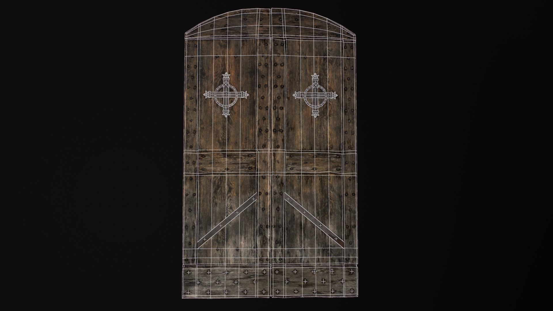 Old Medieval Door Low-poly 3D model_30