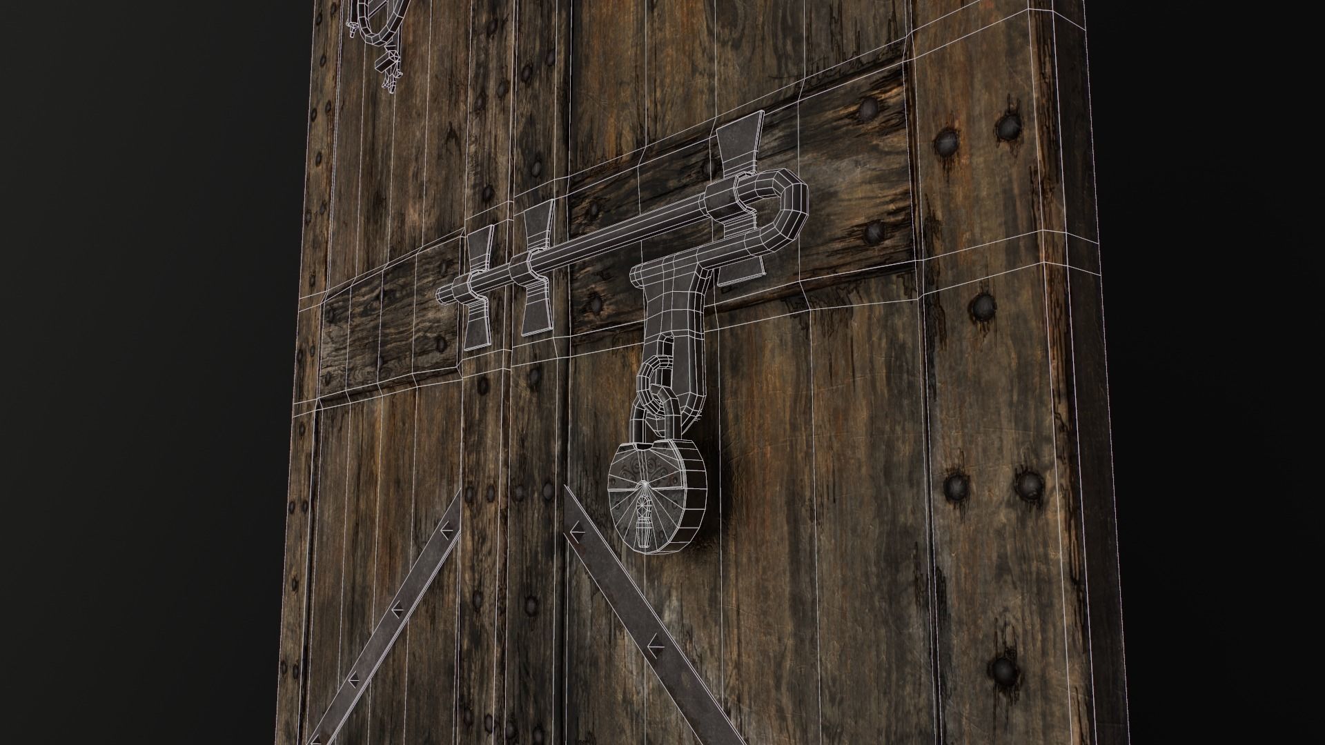 Old Medieval Door Low-poly 3D model_44