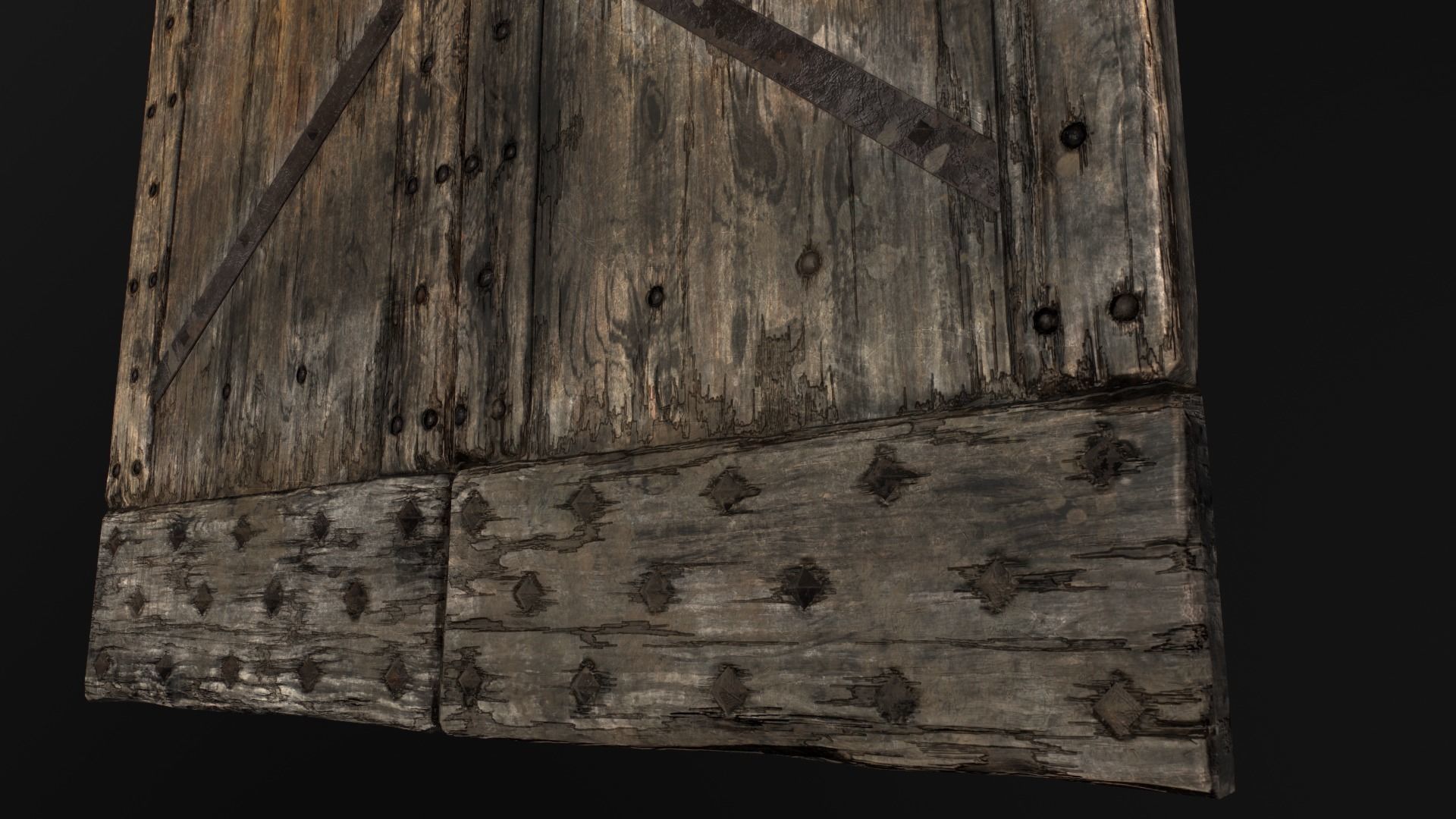 Old Medieval Door Low-poly 3D model_35