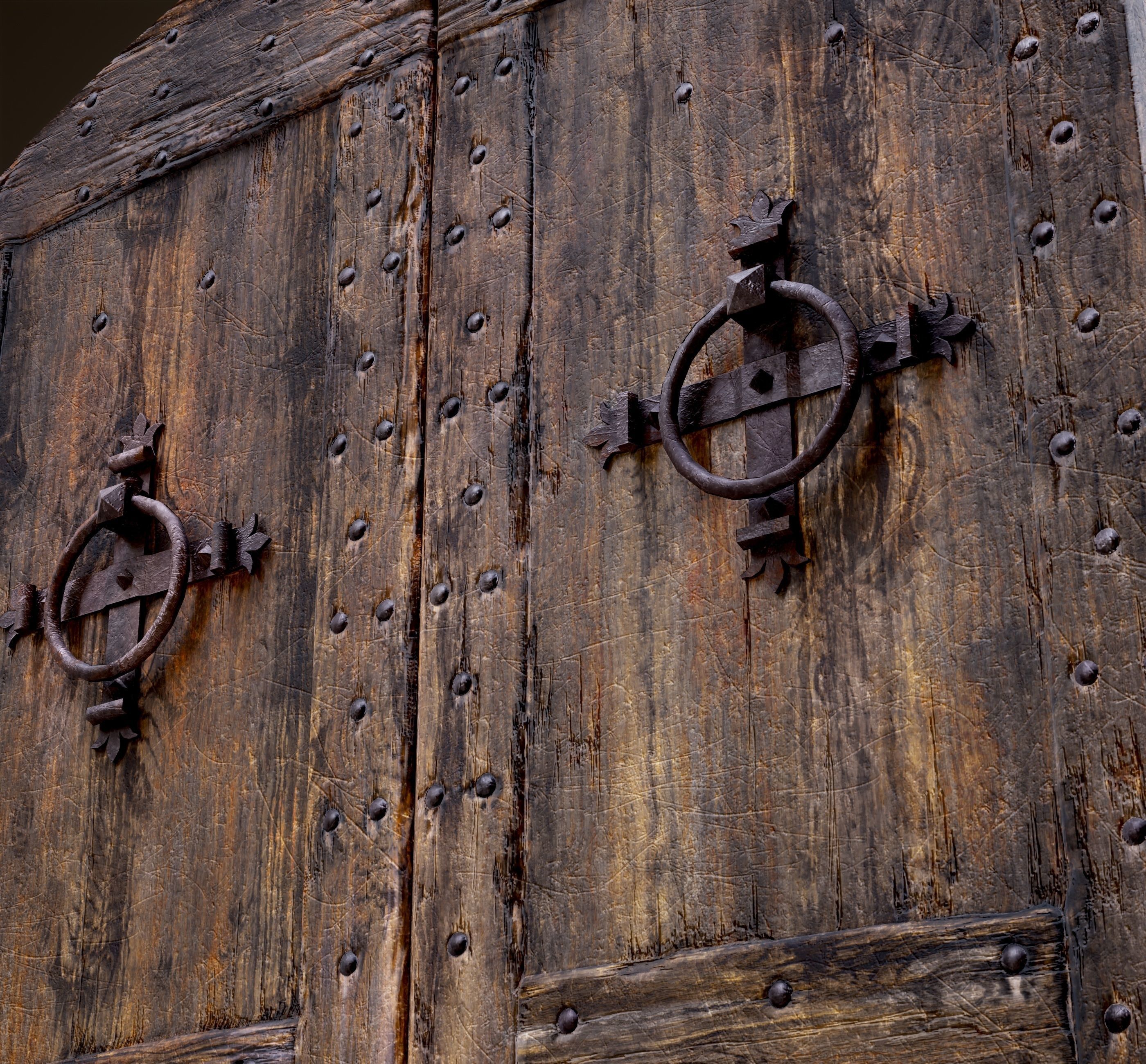 Old Medieval Door Low-poly 3D model_17