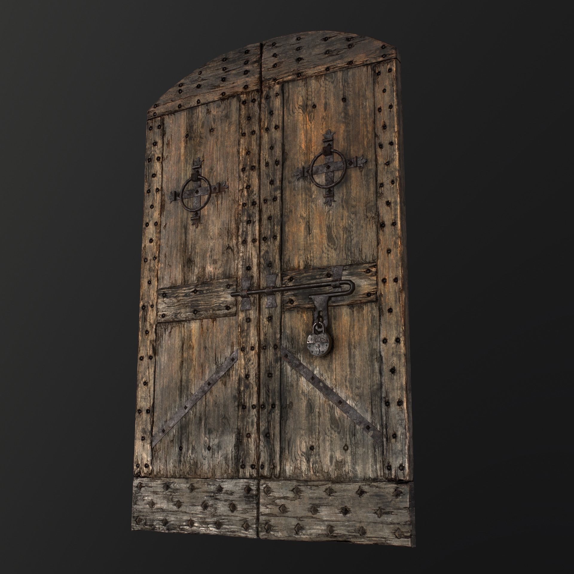 Old Medieval Door Low-poly 3D model_19
